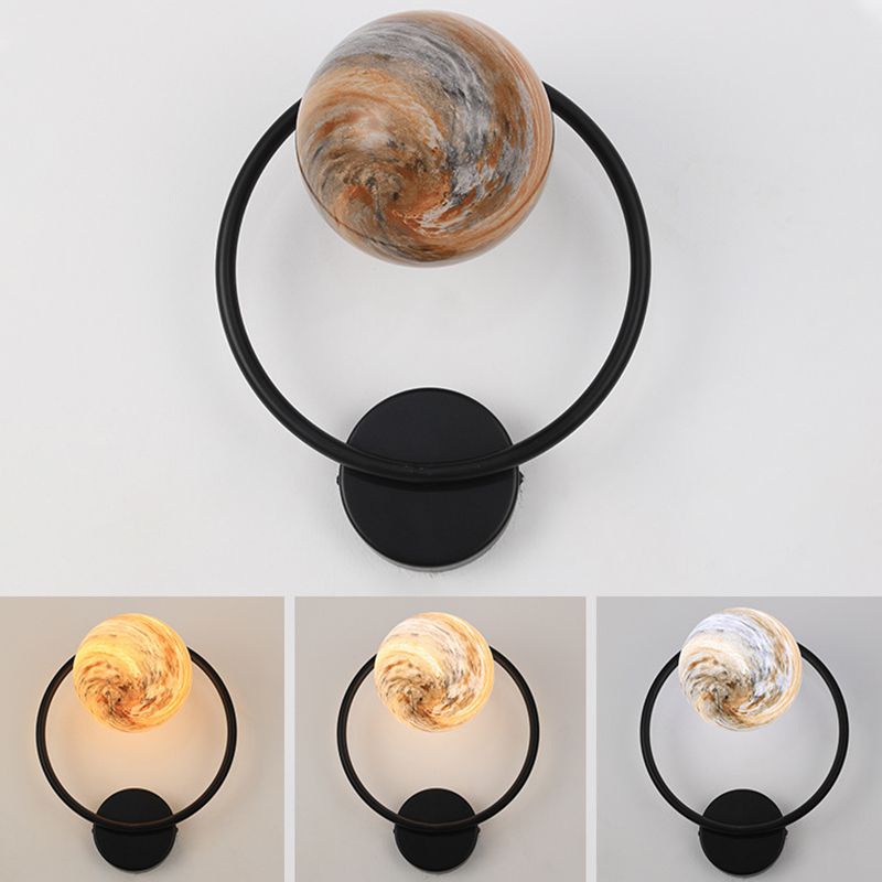 Modernist Wall Sconce Round Wall Light Fixture with Glass for Bedroom