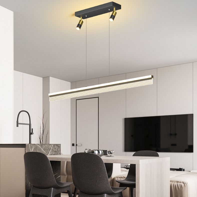 Rectangular Acrylic Island Lighting Simple Style LED Suspension Light with Spotlight