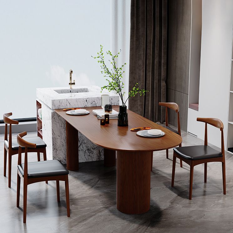 Solid Wood Contemporary Free Form Dining Table Wood Top Table for Home