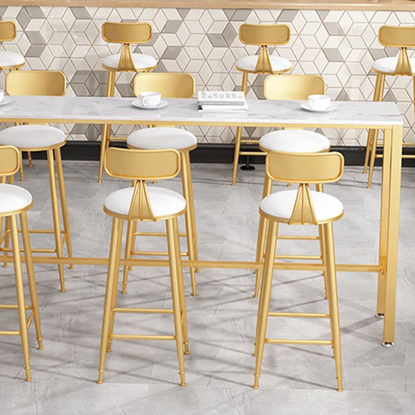 White Glam Style Bar Table in Metal and Faux Marble Bar Table for Dining Room
