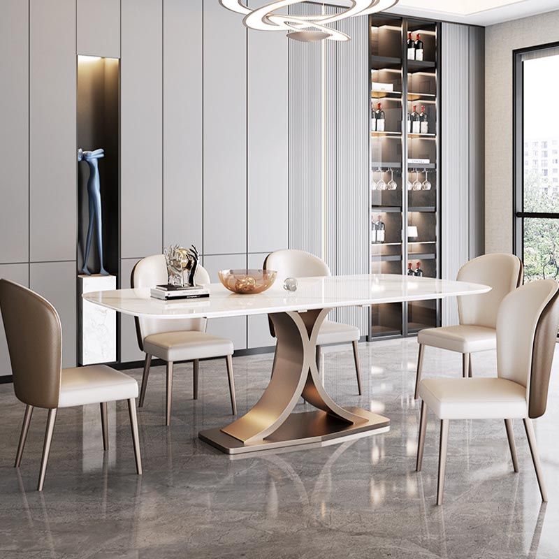 Glam Rectangle Table Set 1/3/4/5/6 Pieces Dining Set for Home Use