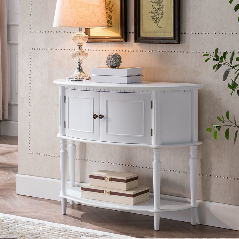 Mid-Century Modern Wooden End Table Half Moon Accent Table for Hall