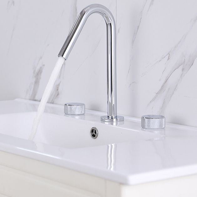 Widespread Modern Bathroom Faucet Knob Handle Gooseneck Vessel Faucet