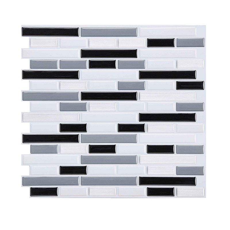 Country Brick Mosaic Tile Wallpapers for Kitchen Backsplash 11' x 9.4" Adhesive Wall Decor in Grey