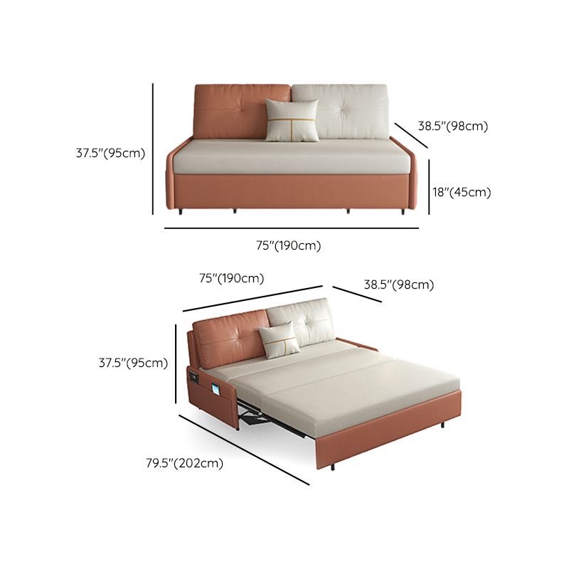 38.58" W Contemporary Faux Leather Armless Sofa Bed for Living Room