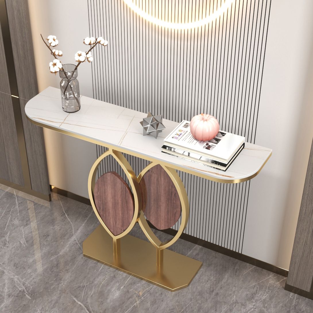 Glam Half Moon Console Sofa Table Antique Finish Console Accent Table
