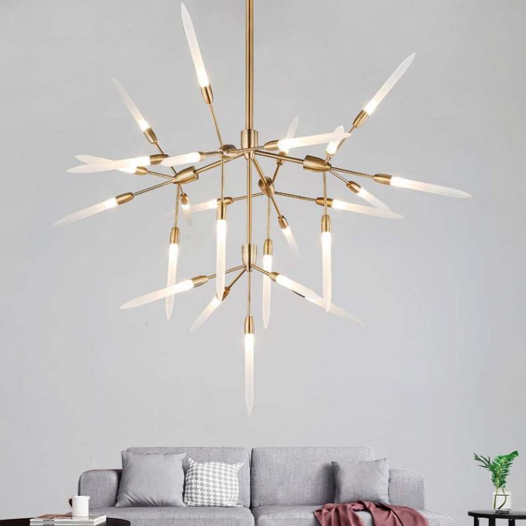 Accrilico Spur Lampadario illuminazione moderna elegante 5/25 luci per finitura in oro lampada a soffitto per soggiorno