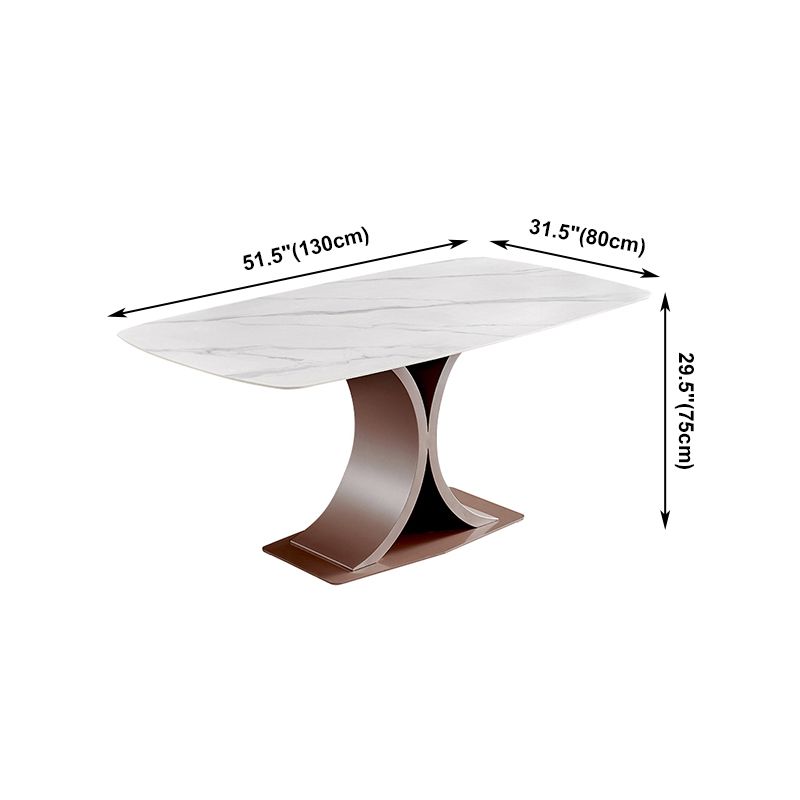 Mesa de comedor de lujo tradicional Rectángulo de piedra sinterizada con marco de oro rosa