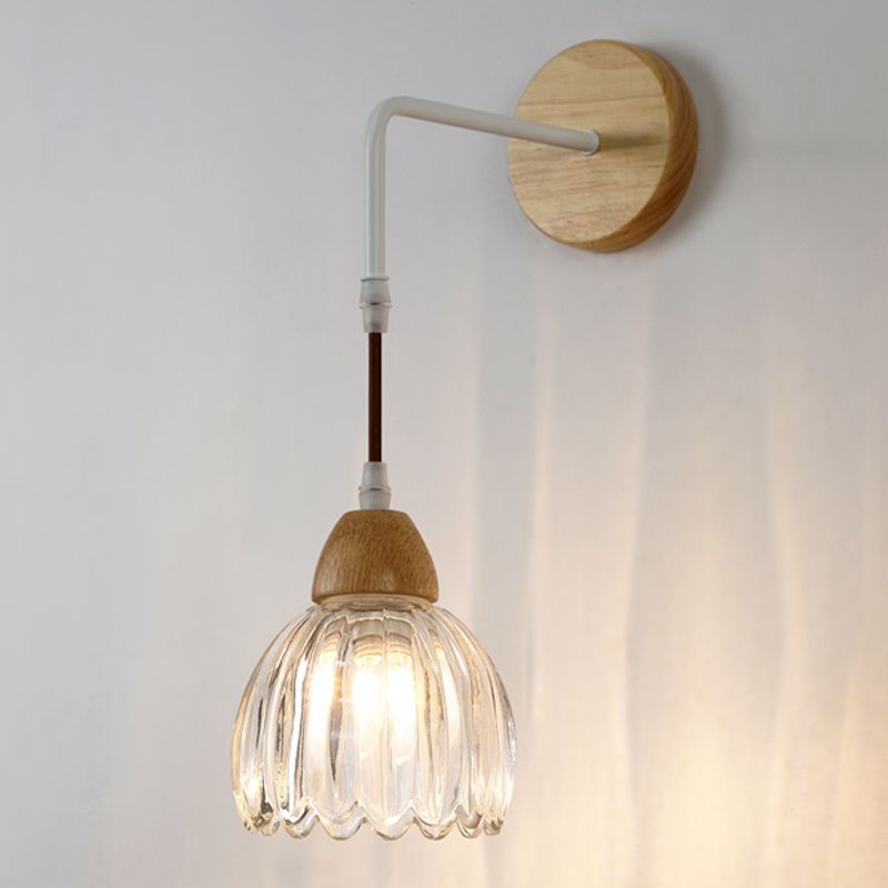 Japanese Style Wall Light Geometry Shape Wall Lamp with Glass Shade for Living Room
