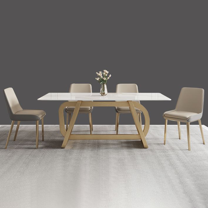 Mesa de comedor de acero inoxidable rectangular mesa de comedor de estilo de lujo para el hogar