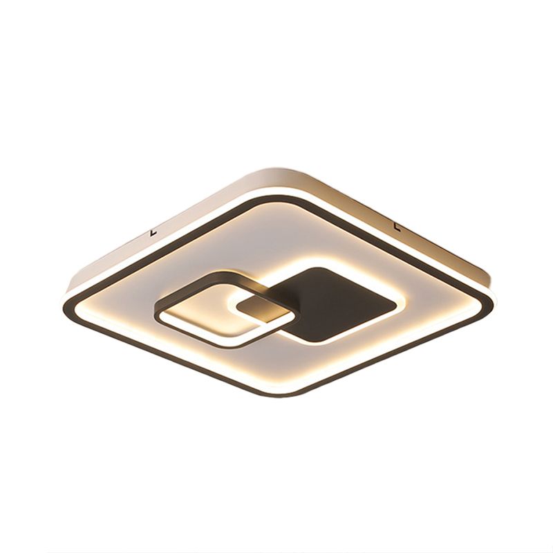Lampada da soffitto a LED per camera da letto Lampada da incasso moderna nera con paralume acrilico quadrato in luce bianca/calda, larghezza 16"/19,5"