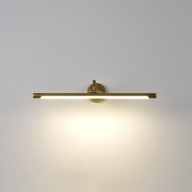 Linear Vanity Light Fixture Retro Style Copper Single Vanity Light