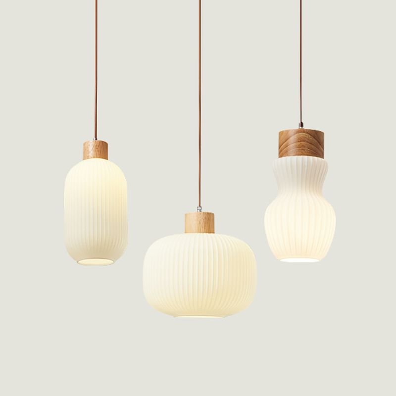 Lumières suspendues en verre Style moderne 1 Light suspendu montage de montage avec bois pour salle à manger