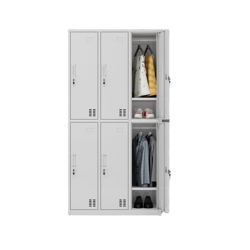 Modern Style Wardrobe Gray Colour Metal Wardrobe Closet with Locks