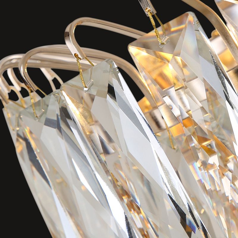 Unique Shade 3 Lights Wall Sconce Modern Style Crystal Wall Mount Light Fixture in Brass