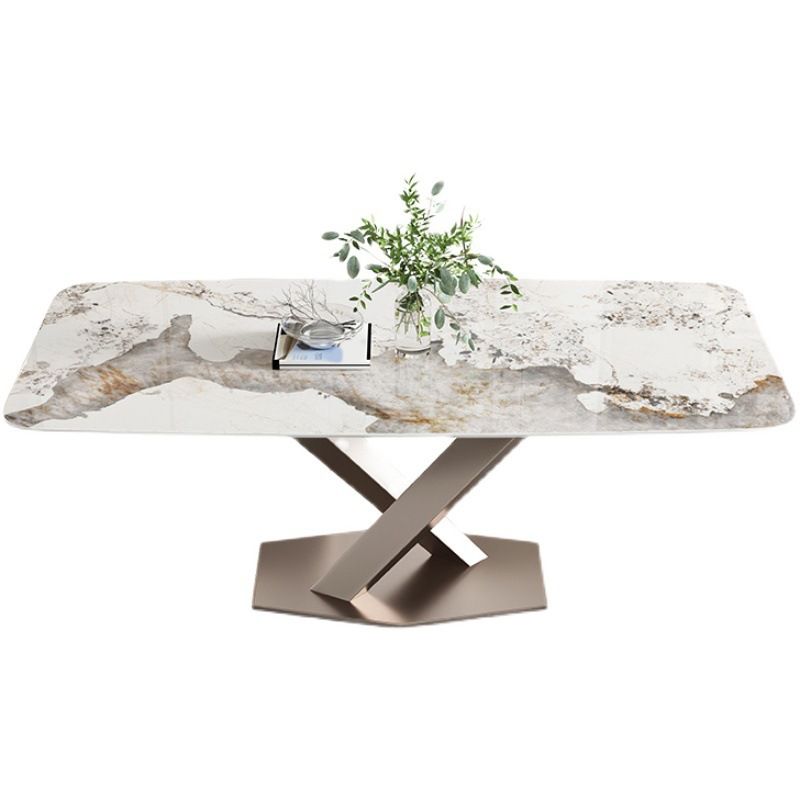 Designer Style Sintered Stone Top Dining Set 1/4/5/7 Pieces Dining Table with White Chairs