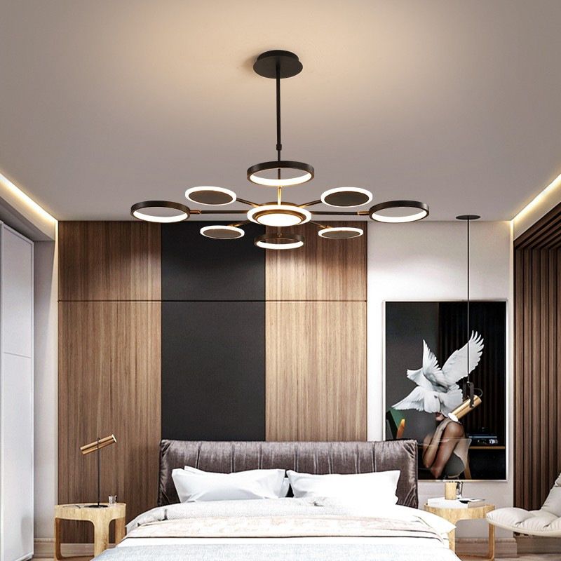 Círculos lámpara colgante de lámpara nórdica metal led techo ligero para sala de estar