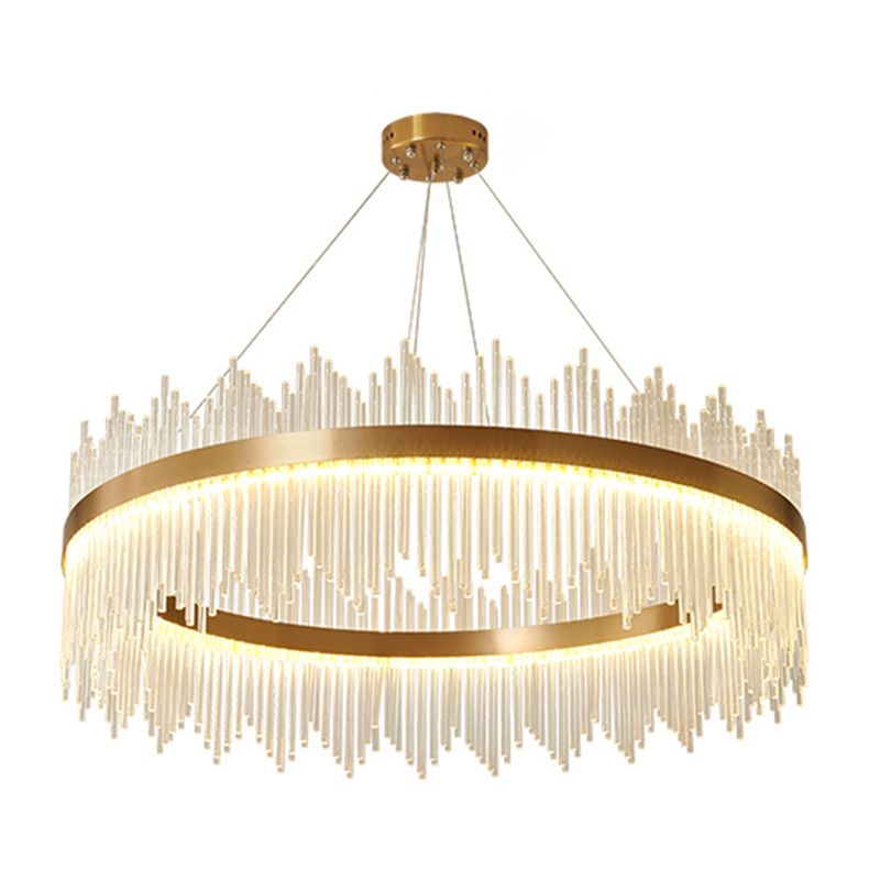 Modern Luxury LED Hanging Light Metal Linear Chandelier for Living Room