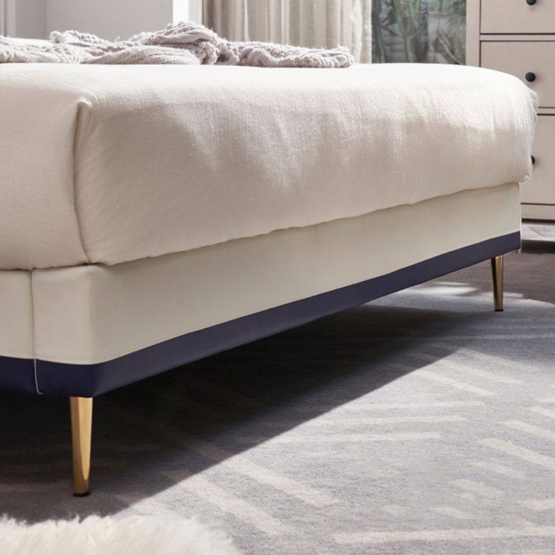 Stepped Glam Standard Bed Beige with Headboard Bed Frame Panel