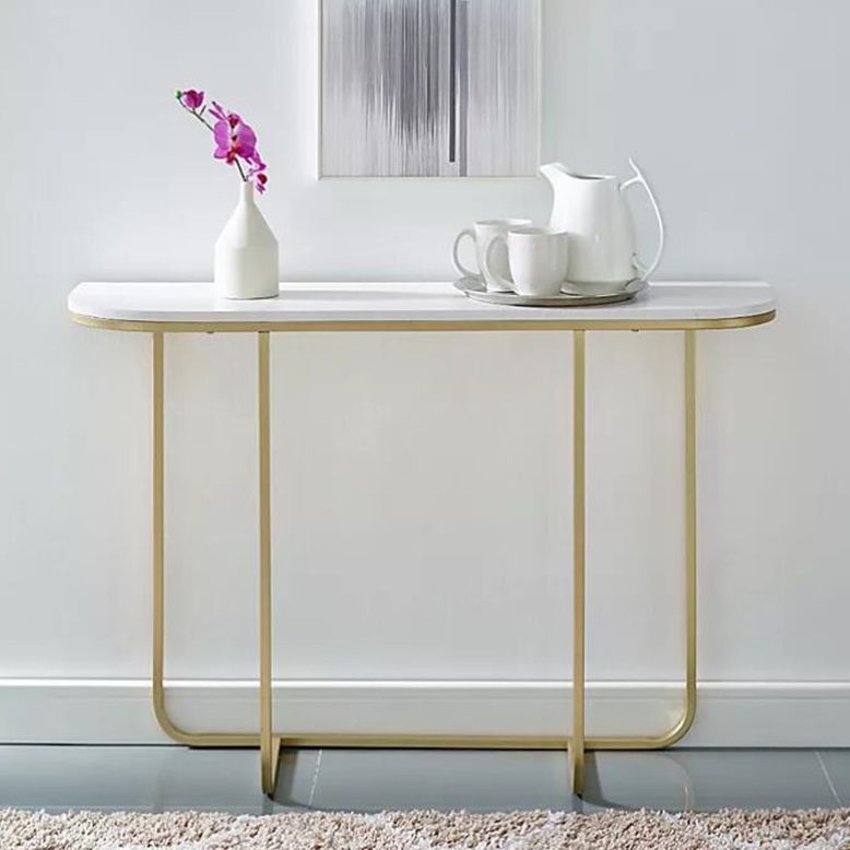 Marble Half Moon Console Table Modern 1-shelf Accent Table for Hall