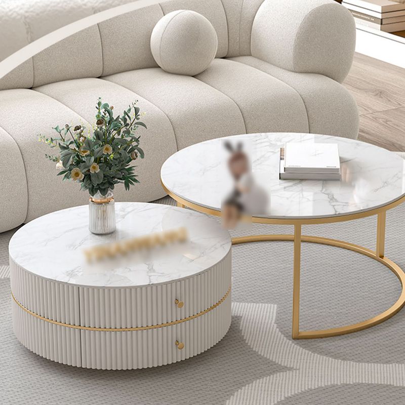 Round Nesting Coffee Table Set Frame Coffee Table with Storage