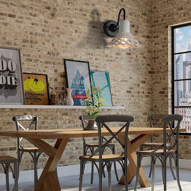 Iluminación de pared armada de cuello de cisne de 8.5 "/9.5"/10 "de ancho de cemento modernista 1 lámpara de luz montada en la pared en gris