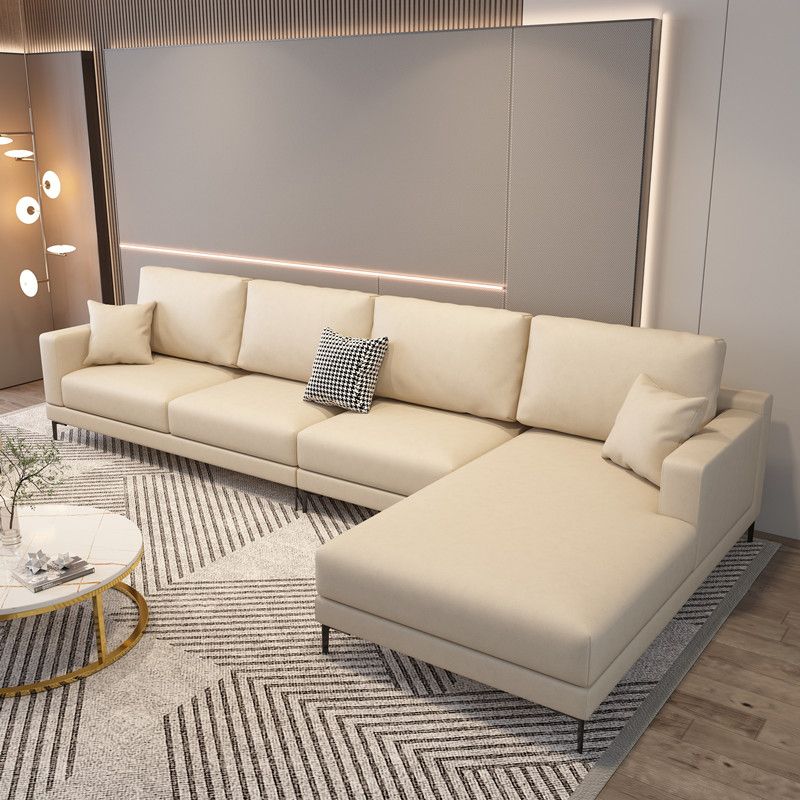 124.01" D x 62.99" W x 35.43" H Faux Leather Square Arm Sofa with Bolster Pillows