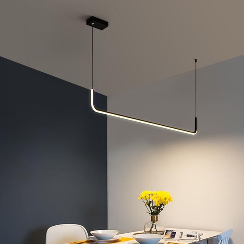 Modern Dining Chandelier Light Modern Strip Shape Pendant Light Fixture for Dining Room