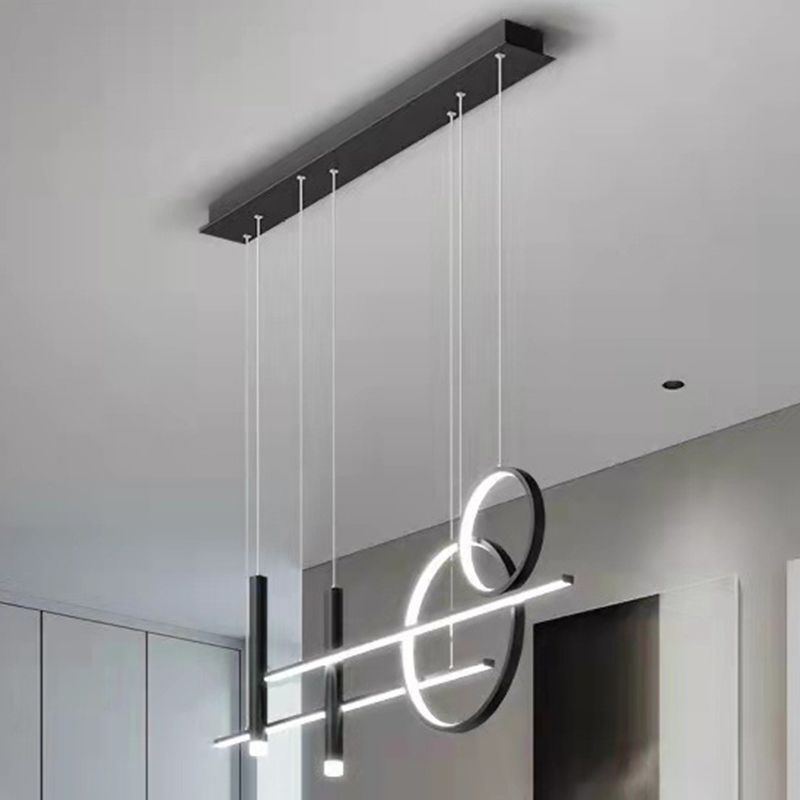 Luz de hierro forjado de isla LED lineal moderna Luz de hierro forjado con sombra de silicona