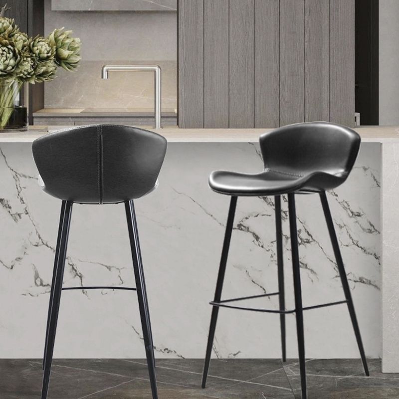 Modern Style Bar Stool Leather Backrest Counter Stool for Living Room