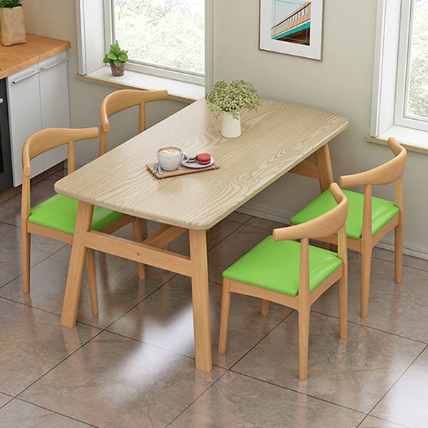 Rectangular Natural Oak Dining Table Wooden Tabletop with Metal Legs