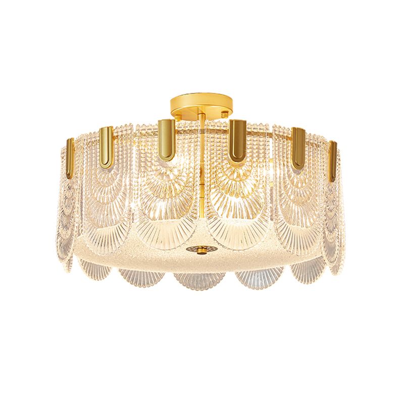 Lampade da incasso in metallo Lampade da soffitto tradizionali a semi-incasso con paralume in vetro