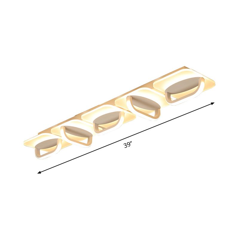 White Linear Ceiling Lighting Modern Style LED Acrylic Flushmount Light in Warm/White Light, 31.5"/39" W