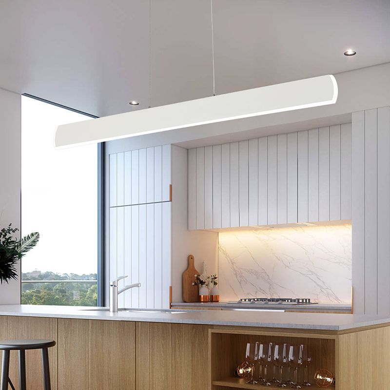 Linearanhänger leichte minimalistische Acryl weiße LED Hängende Deckenleuchte für Esszimmer, 31,5 "/39" breit