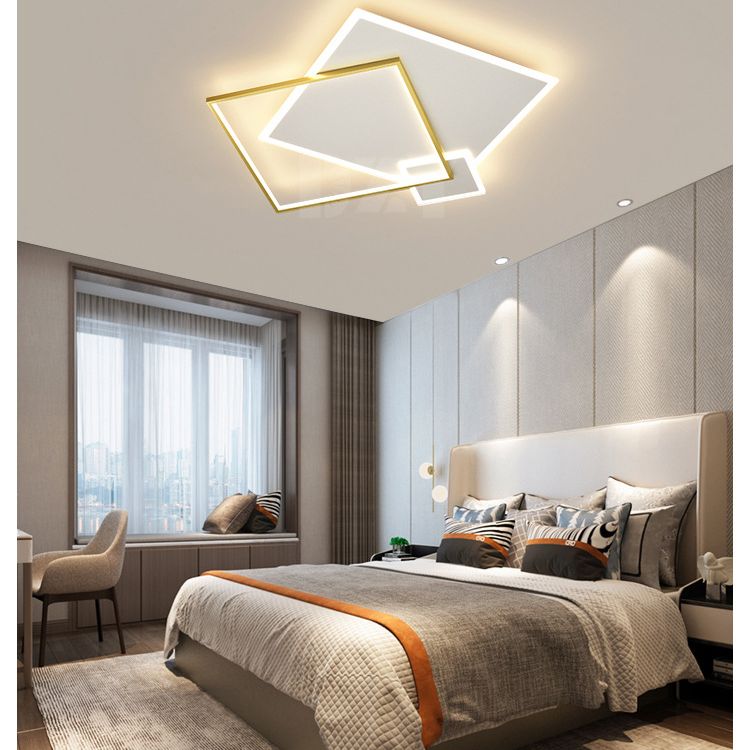 Concise Modern LED Flush Mount Chandelier Metal Multi Quadrate Flush Light for Living Room