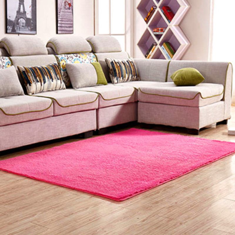 Simple Multi Color Plain Rug Cotton Comfort Area Carpet Non-Slip Backing Pet Friendly Rug for Bedroom