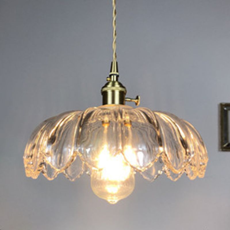 Hanging Pendant Light Vintage Style Glass Petal Hanging Light Fixture for Bedroom