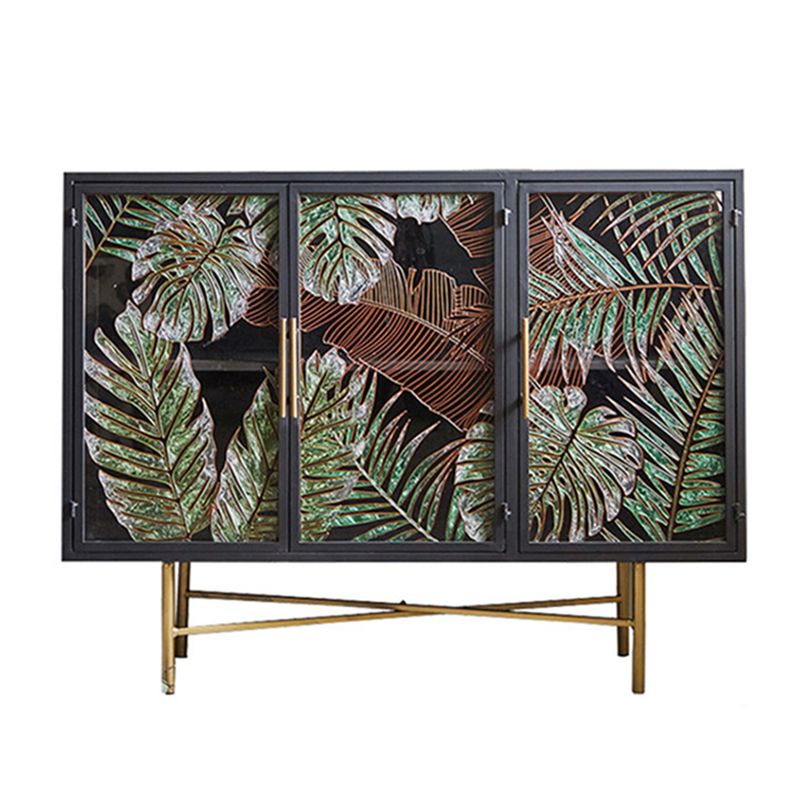 Traditional Wooden China Cabinet Glass Doors Display Stand with Doors