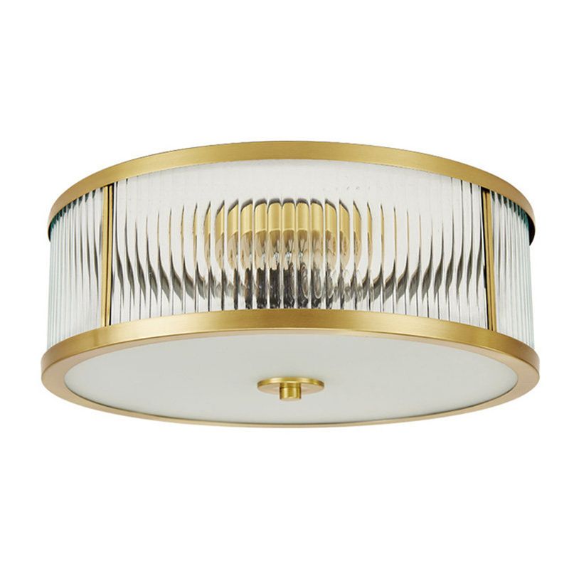 Colonial Classic round plafonnier cuivre intérieur encastré avec abat - jour en verre transparent