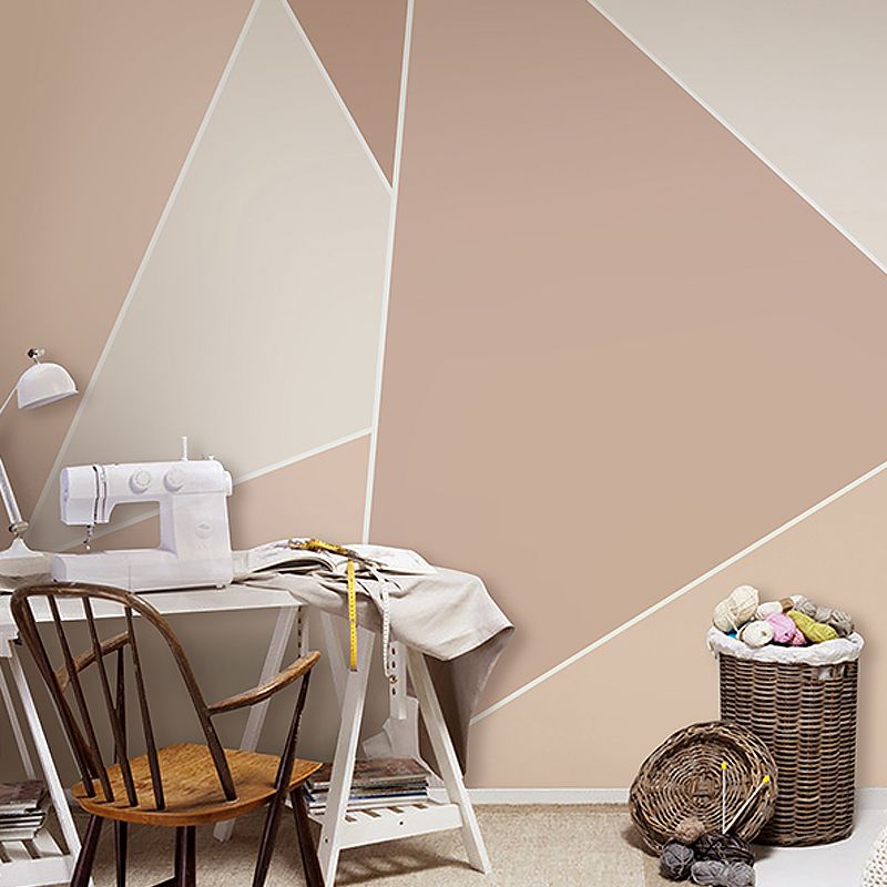 Pastel Color Geometries Mural Wallpaper for Coffee Shop and Living Room, Non-Woven Fabric