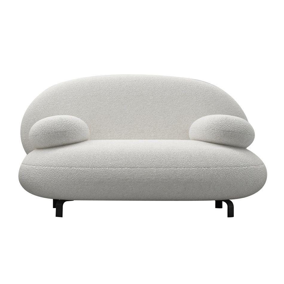 Modern 27.55" H White Wool Pillow Top Arm Sofa for Living Room