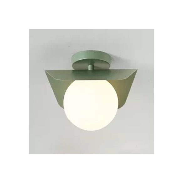 Macaron Loft Orb Shade Luz de montaje empotrado Vidrio esmerilado 1 bombilla Accesorio de techo para pasillo