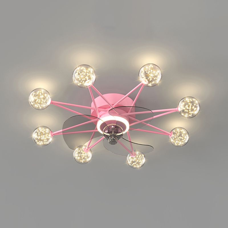 Kids Style Spherical Ceiling Fan Lights Metal LED Flush Lights for Bedroom