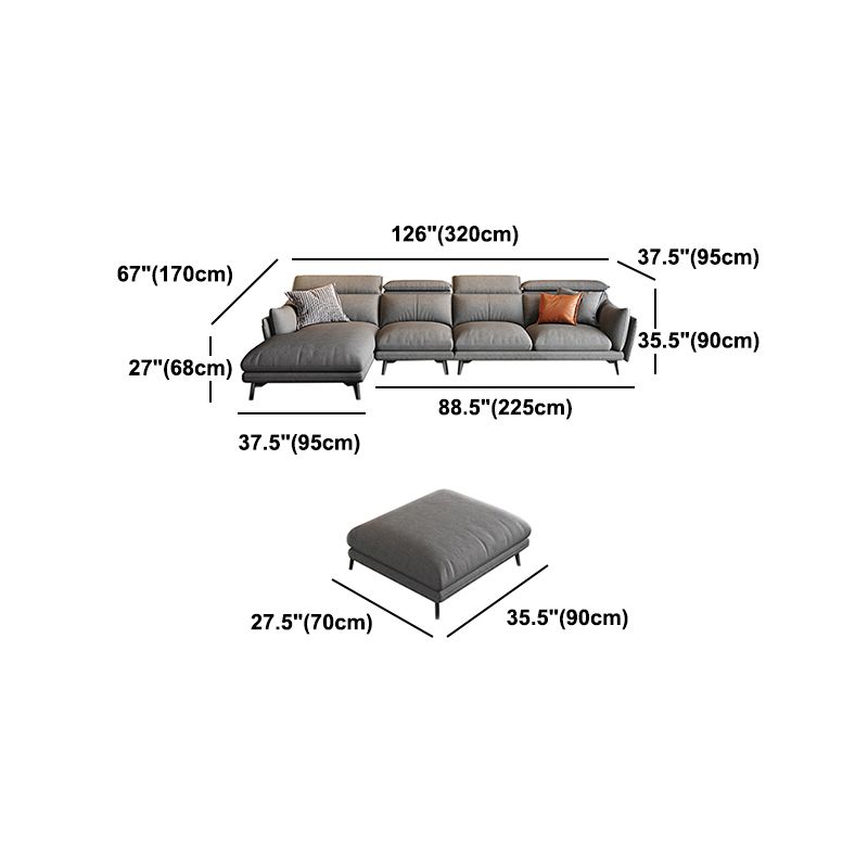 Grey Faux Leather Sofa/Sectionals with Wear-Resistant and Stain-Resistant