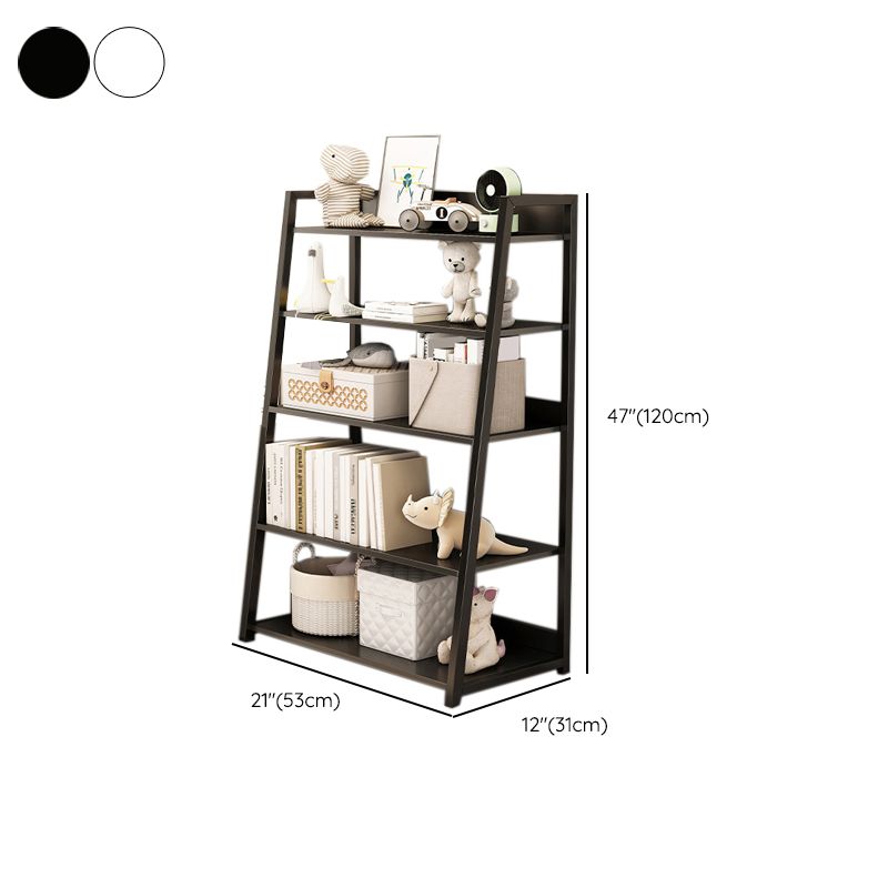 Engineered Wood Bookcase Ladder Contemporary Bookshelf with Shelves