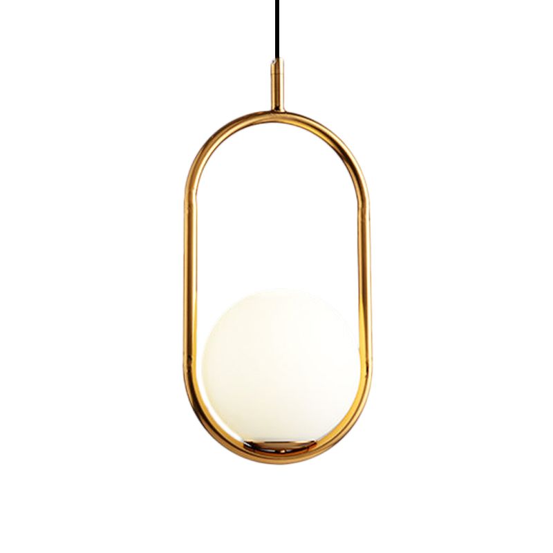 Globe Anhänger Beleuchtung modernes weißes Glas 1/2 Lichter Schwarz/Gold Hanging Deckenlampe für Schlafzimmer