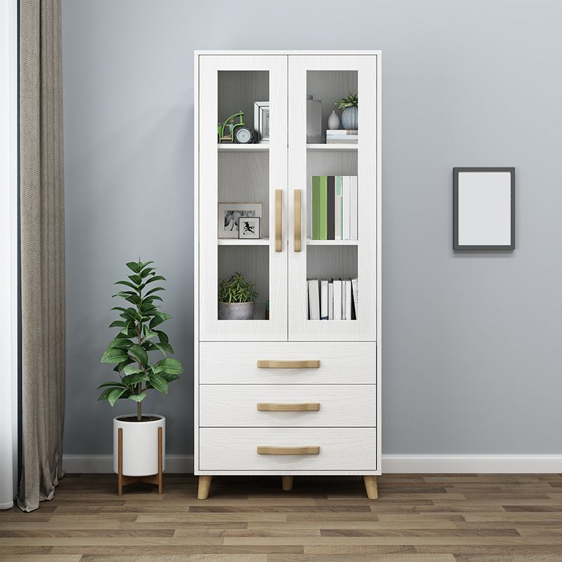 Modern Style Standard Bookcase Closed Back Bookshelf with Drawer Storage