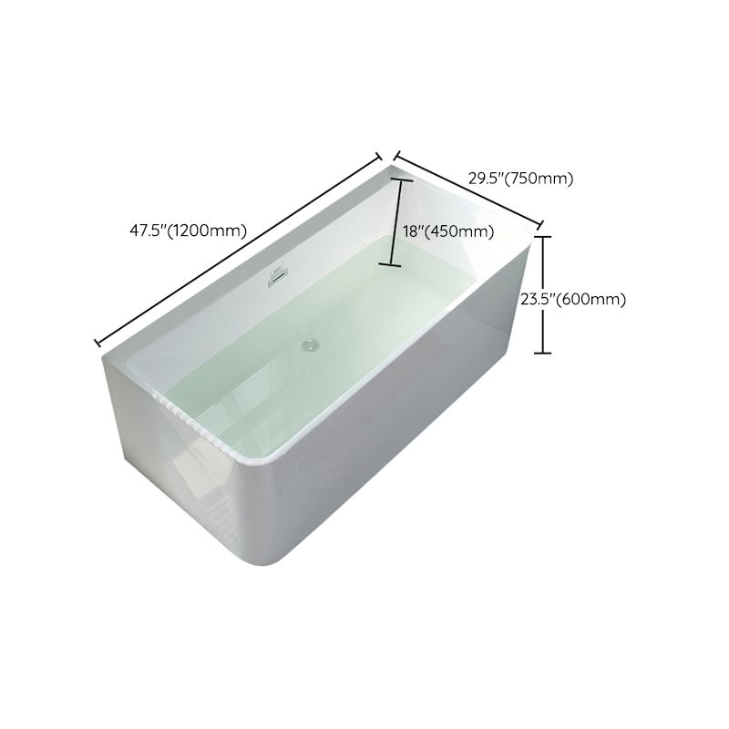Rectangular Soaking Acrylic Bathtub Contemporary Bath Tub with Drain and Overflow Trim