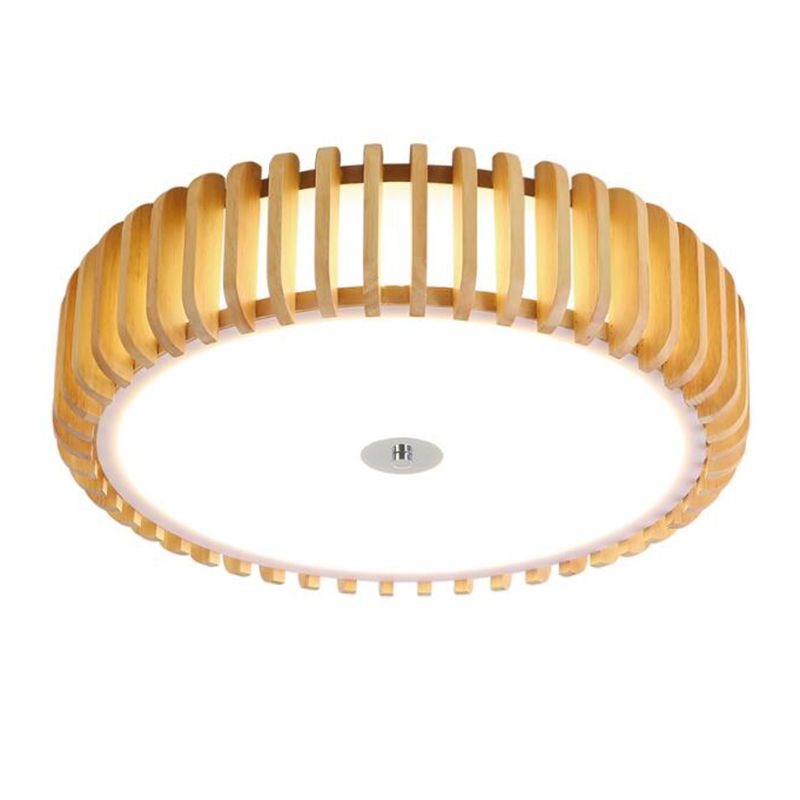 Tambour Flush Mount Ceiling Lighting Fixture Asian 1-Light Flushmount Ceiling Lamp with Acrylic Shade