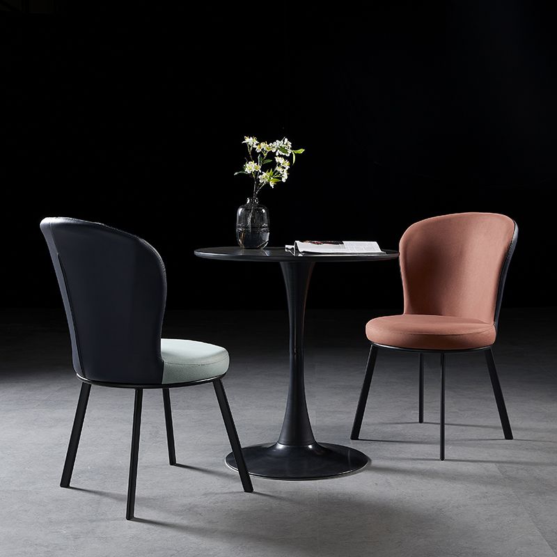 Industrial Style Upholstered Dining Chairs Solid Back Armless Dining Chair